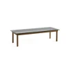 Table Basse Kofi Noyer Massif & Verre Teinte Gris - L 140 X L 50 X H 36 Cm