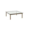 Table Basse Kofi Noyer Massif & Verre Clair - L 100 X L 100 X H 36 Cm