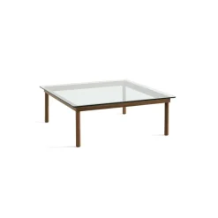 Table Basse Kofi Noyer Massif & Verre Clair - L 100 X L 100 X H 36 Cm