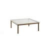 Table Basse Kofi Noyer Massif & Verre Roseau Transparent - L 100 X L 100 X H 36 Cm