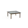 Table Basse Kofi Noyer Massif & Verre Teinte Gris - L 80 X L 80 X H 36 Cm