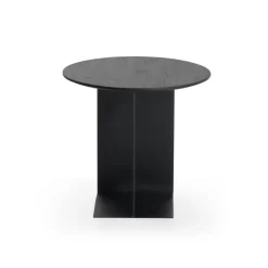 Table D'Appoint Arc En Teck Noir Verni - O 50 Cm