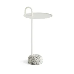 Table D'Appoint Bowler En Acier Et Granit - Blanc Creme