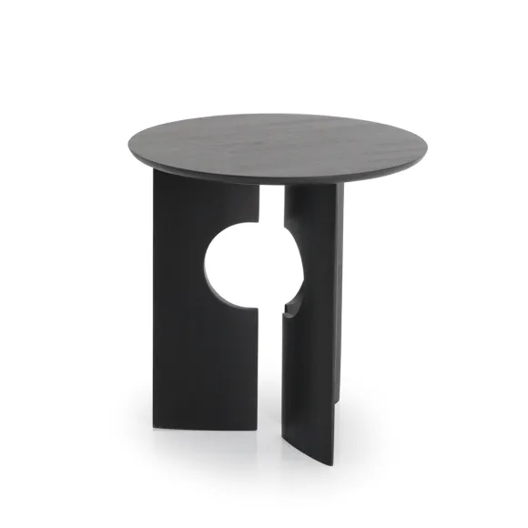 Table D'Appoint Cove En Teck Noir Verni - O 50 Cm