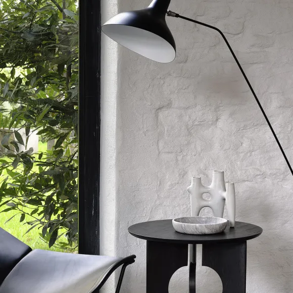 Table D'Appoint Cove En Teck Noir Verni - O 50 Cm