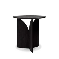 Table D'Appoint Fin En Teck Noir Verni - O 50 Cm