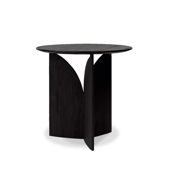 Table D'Appoint Fin En Teck Noir Verni - O 50 Cm