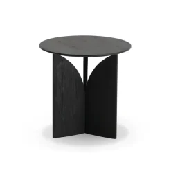 Table D'Appoint Fin En Teck Noir Verni - O 50 Cm