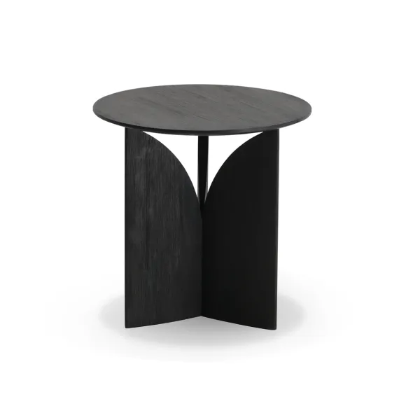 Table D'Appoint Fin En Teck Noir Verni - O 50 Cm