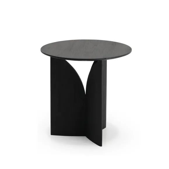 Table D'Appoint Fin En Teck Noir Verni - O 50 Cm