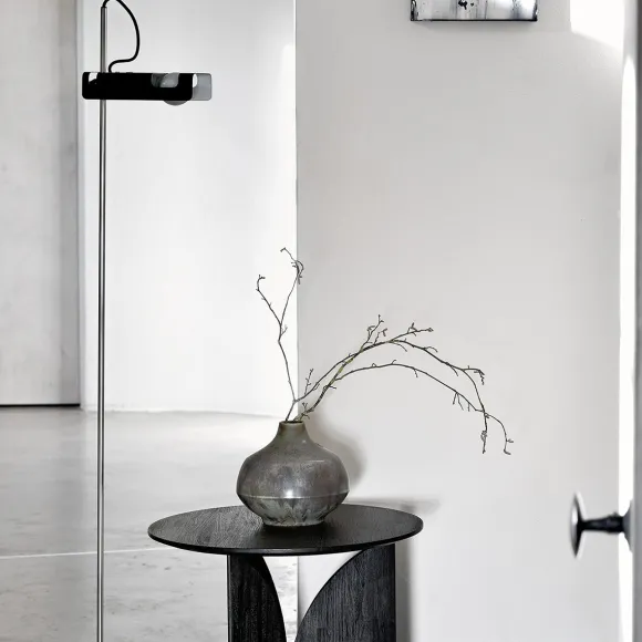 Table D'Appoint Fin En Teck Noir Verni - O 50 Cm