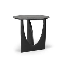 Table D'Appoint Geometric En Chene Noir Verni - O 51 X H 50 Cm