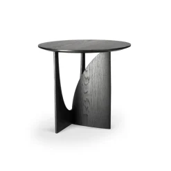 Table D'Appoint Geometric En Chene Noir Verni - O 51 X H 50 Cm