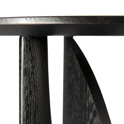 Table D'Appoint Geometric En Chene Noir Verni - O 51 X H 50 Cm