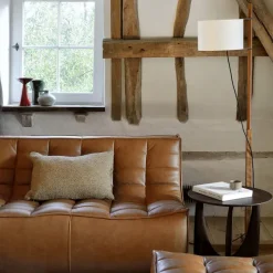 Table D'Appoint Geometric En Chene Noir Verni - O 51 X H 50 Cm