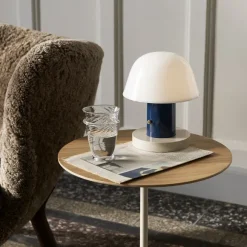 Table D'Appoint Lato Ln8 Chene / Marbre Crema Diva - O 40 Cm