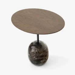 Table D'Appoint Lato Ln9 Noyer / Marbre Emparador - O 50 Cm