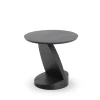 Table D'Appoint Oblic En Teck Noir Verni - O 52 Cm
