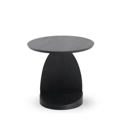 Table D'Appoint Oblic En Teck Noir Verni - O 52 Cm