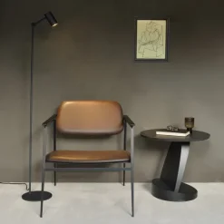 Table D'Appoint Oblic En Teck Noir Verni - O 52 Cm