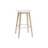 Tabouret De Bar Fiber Pieds Bois Naturel + Assise Blanc