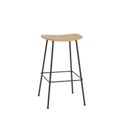 Tabouret De Bar Fiber Tabouret Tube Noir + Assise Ocre