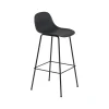 Tabouret De Bar Fiber Tube Noir + Dossier Noir