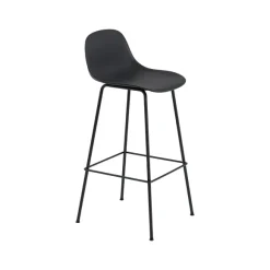 Tabouret De Bar Fiber Tube Noir + Dossier Noir