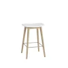 Tabouret De Comptoir Fiber Pieds Bois Naturel + Assise Blanc