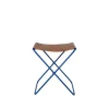 Tabouret Pliant Nola Cuir Et Fer - 39 X 31 X 45 Cm - Intense Bleu