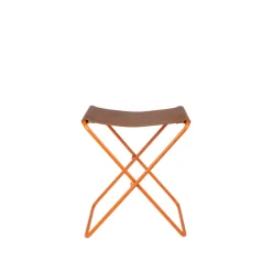 Tabouret Pliant Nola Cuir Et Fer - 39 X 31 X 45 Cm - Pumpkin Orange