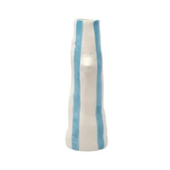 Vase A Bec Et Cils En Gres - Bleu