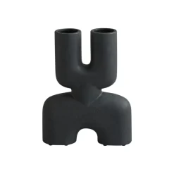 Vase Cobra Double En Ceramique - Noir