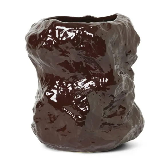 Vase Tuck En Ceramique Vernissee - Brun