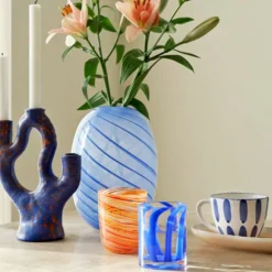 Verre A Rayures - Bleu Fonce