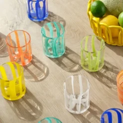 Verre A Rayures - Bleu Fonce