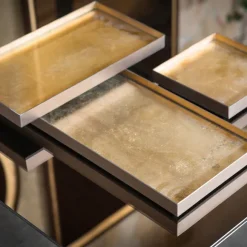 Vide-Poche En Verre Et Feuille D'Or - Gold Leaf - 46 X 18 Cm